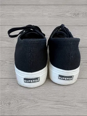 Superga 2790 Platform Canvas Sneakers Black White Size 9.5 thumbnail 4