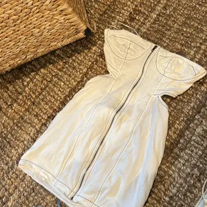 Hello Molly White Denim Strapless Mini Dress Size Small thumbnail 3