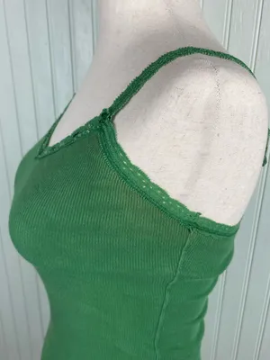 Vintage Y2K Aeropostale Beaded Lace Cami Tank Top Size Small Green Fairycore thumbnail 7