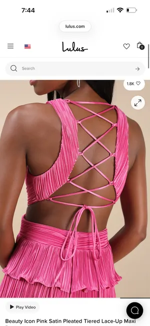 Lulus icon pink satin pleated tired lace up maxi dress thumbnail 4