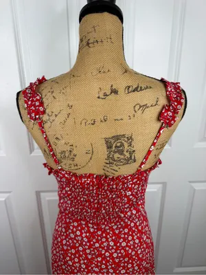 Olivaceous Size M Red Floral Ruffle Strap Maxi Dress NWOT thumbnail 10