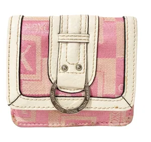 Vintage Pink Fabric XOXO Snap Closure Wallet Silver Hardware thumbnail 1