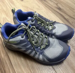 Merrel Women's 8 QFoam2 Hiking Shoes Grey Blue Green thumbnail 1