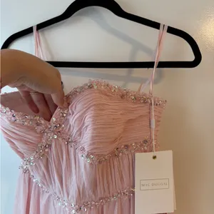 Mac Duggal Strapless Beaded Ruffle High Low Prom Gown Ice Pink Size 4 Princess thumbnail 6