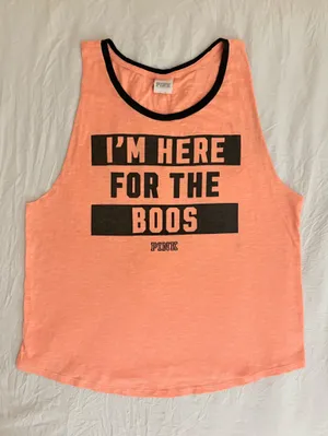 Victoria’s Secret Halloween I'M HERE FOR THE BOOS” orange & black graphic tank M thumbnail 1