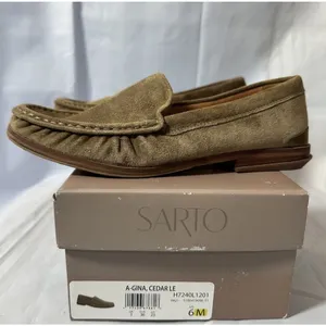 SARTO Franco Sarto Women's A. Gina Moc Toe Classic Loafer Tan Suede Sz 6M thumbnail 11