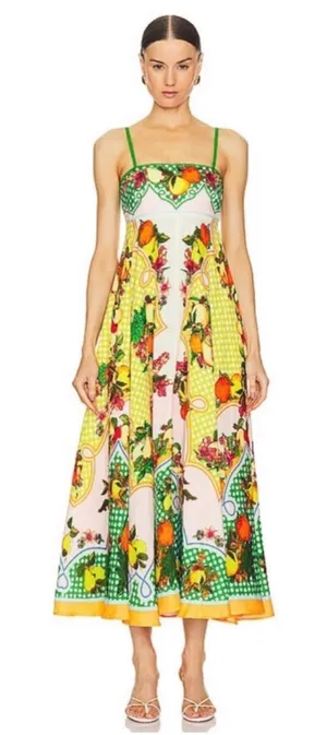 ALÉMAIS Lemonis Printed Linen Midi Dress AU8/US4 thumbnail 1