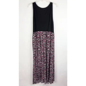Daisy Fuentes Plus Size 3X Maxi Dress Black Pink‎ Color Block Sleeveless 789 thumbnail 4