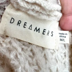 Dreamers Chunky Open Front Knit Cardigan Sweater Cream Size Medium thumbnail 7