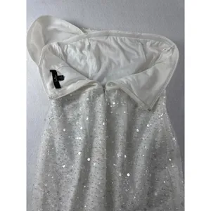 Lulus White‎ One Shoulder Sequin Pearl Embellished Mini Dress NWT Size S thumbnail 6