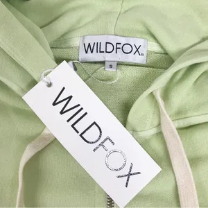 WILDFOX Love Life Kinley Hoodie Cropped Jacket Zip‎ Front Green Size Small New thumbnail 7