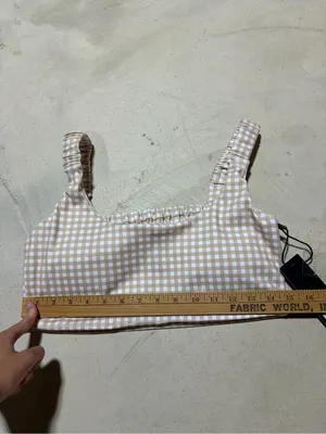 Kimberly C NWT Beige Gingham Sports bra large thumbnail 6