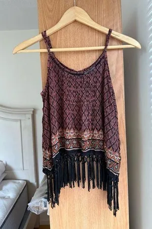 Forever 21 Black and Brown Patterned Top thumbnail 1