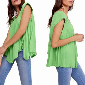 Free People Movement Keep It Casual Tunic‎ Women M Green Oversized Pockets Top thumbnail 2