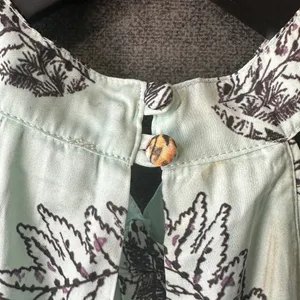 NWT FREE PEOPLE Higher Love Teal Floral Silky Halter High Neck Knotted Large thumbnail 5
