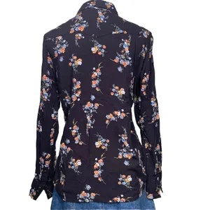 Wrangler Western Shirt Womens XS Black Floral Snap Front LongSleeve Pointed Yoke thumbnail 7