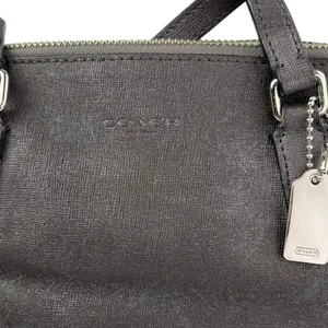 Coach Saffiano Women's Black Leather Adjustable Mini Satchel Handbag Crossboby thumbnail 6