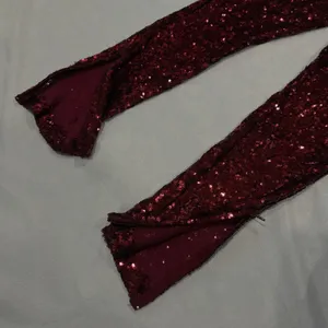 B. SMART Burgundy Sequin Prom Jumpsuit Off-The-Shoulder Sweetheart Gala Size 3/4 thumbnail 6