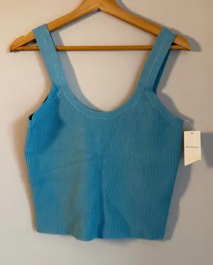 Abercrombie & Fitch Sky Blue Ribbed Tank Top thumbnail 1