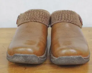 Dansko Brown Leather Cloth Trim Comfort Clogs EU 36 thumbnail 2