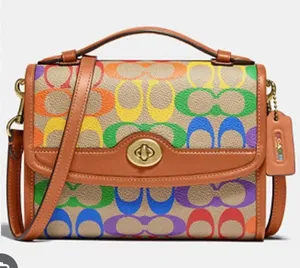 coach Restored Kip Turnlock Crossbody In Rainbow Signature Canvas cr583 thumbnail 1