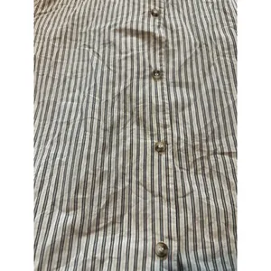 COS Womens Medium Striped Button Down Shirt Cotton Long Sleeve Beige‎ Brown Blue thumbnail 3