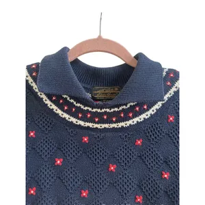 Eddie Bauer Vintage 90s Y2K Cotton Knit Sweater Textured Flowers Collar Women's Size Medium thumbnail 7