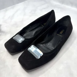 FENDI Vintage Jewel Suede Leather Square Toe Ballerina Ballet Flat Shoe Y2K 37.5 thumbnail 4