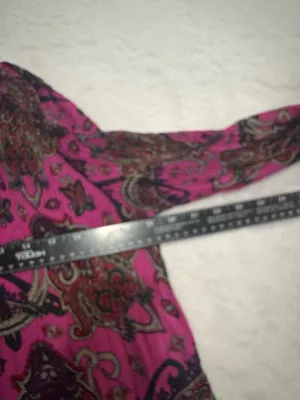 LAUREN Ralph Lauren Black Label Purple Paisley Pleated Georgette Blouse Size M thumbnail 11