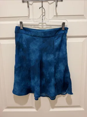 Free People Martine Blue Tie-Dye Flirty Mini Skirt with Front Slit Boho - Size 8 thumbnail 4