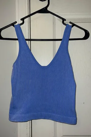Blue V Neck Crop Top thumbnail 1