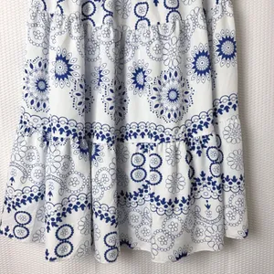 Hapsha Curve Maxi Dress Women 2XL Blue One Shoulder Smocked Tiered Boho Beachy thumbnail 5