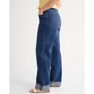Abercrombie & Fitch Curve Love High Rise 90s Relaxed Jean Dark Cuffed Size 28 6S thumbnail 3