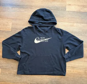 Nike Black Pullover Hoodie with White Swoosh Tag Women’s Size Small thumbnail 1