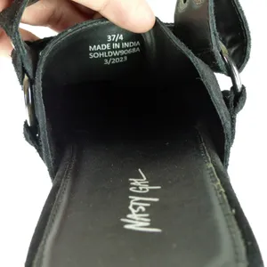 Nasty Gal Slingback Platform Clogs 37 EU Black Suede Studded Square Toe Goth Y2K thumbnail 13
