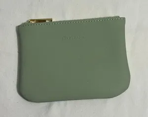 Chelmon Sage Green Faux Leather Zip Coin Purse Pouch Wallet Minimalist Gold Zip thumbnail 1