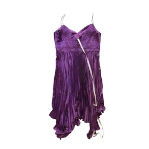 Ieena for Mac Duggal NWT Pleated Satin‎ Midi Dress Size 16 Amethyst Purple thumbnail 12