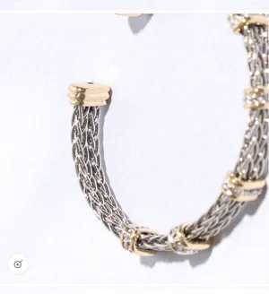Square Ponytail Crystal 2T Bangle Bracelet Silver thumbnail 2
