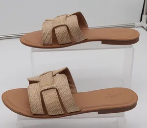 Universal Thread Sandals Womens 9.5 Slide Tan Woven H-Band Flat Casual Excellent thumbnail 1