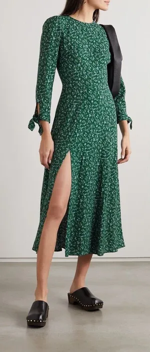 NWT Reformation Zelda Dress Emerald Green Midi Dress Prairiecore Size 10 thumbnail 1
