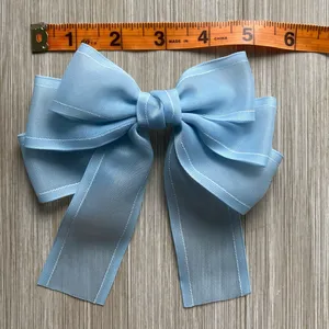 Light blue clip in hair bow thumbnail 3