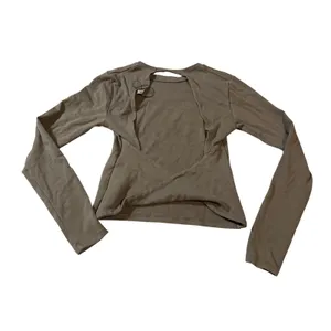 Zara Women Long Sleeve Brown Top Open Back Twist‎ Round Neck Size Large thumbnail 2