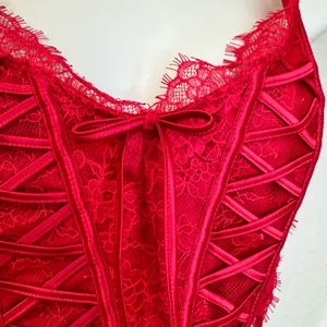 Victoria’s Secret Dream Angels Red Lace Corset Top Romantic Lace Size S thumbnail 5
