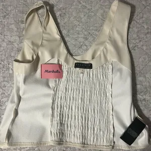 Marshalls Faux Leather Cream Cropped Tank Top thumbnail 6