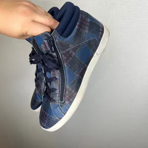 Cloud Footwear Blue Plaid Leather High Top Zip Sneakers Made in Portugal EU 40 thumbnail 3