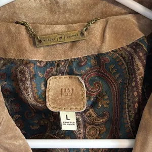 Wilsons Leather Women's Vintage Suede Blazer Jacket‎ Tan Brown Large thumbnail 4