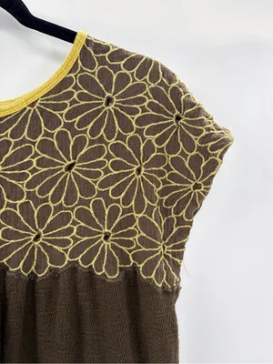 Free People Floral Embroidered Crochet Top Boho Cottagecore Babydoll Tee large thumbnail 5