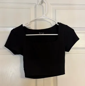 aerie black square neck top  thumbnail 1