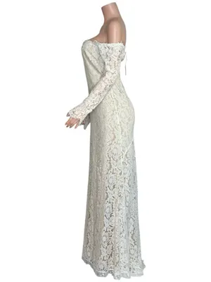 LULUS Romance Dreamer Lace Off-the-Shoulder Dress, White, Medium thumbnail 6