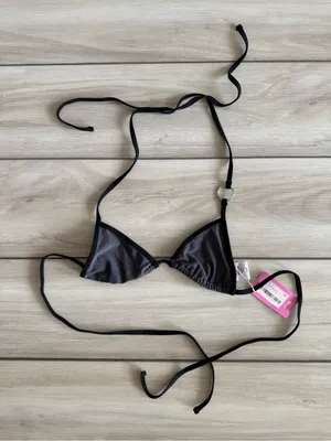 Edikted Kenni Ring Contrast Triangle Bikini Top Grey XS NWT thumbnail 5